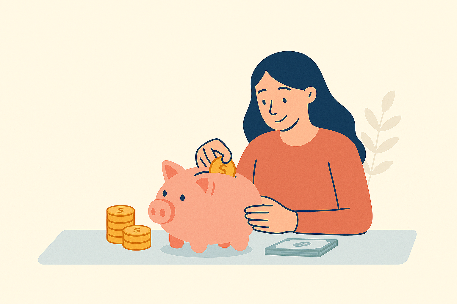 Ilustración de una persona ahorrando dinero.