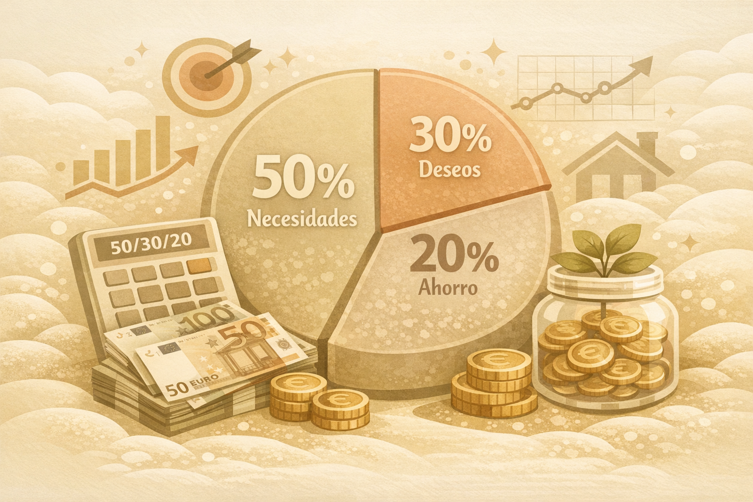 Ilustración del método 50/30/20.